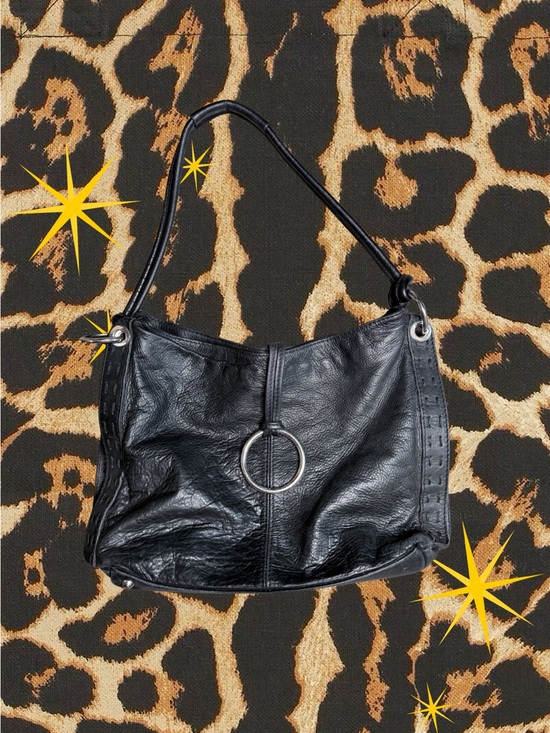 Vintage Y2K Handbags - VINTAGE | Y2K Black Leather Hobo Bag | Good Condition | Clean Interior